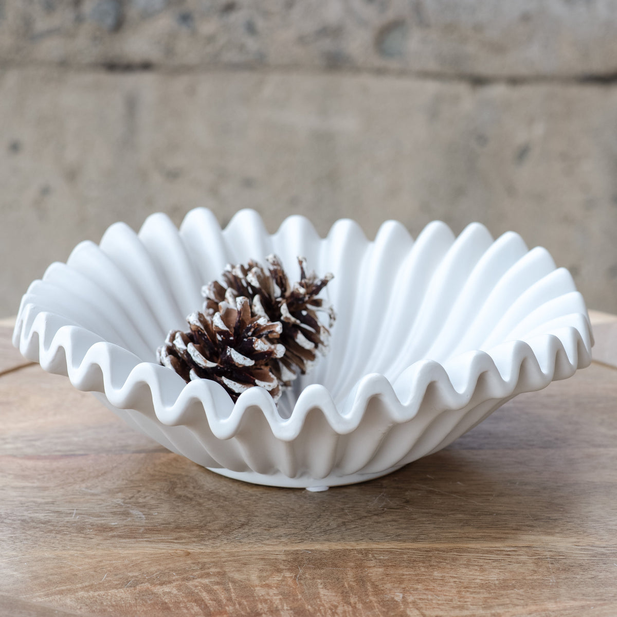Matte White Ripple Ceramic Decorative Dish | 2 Sizes