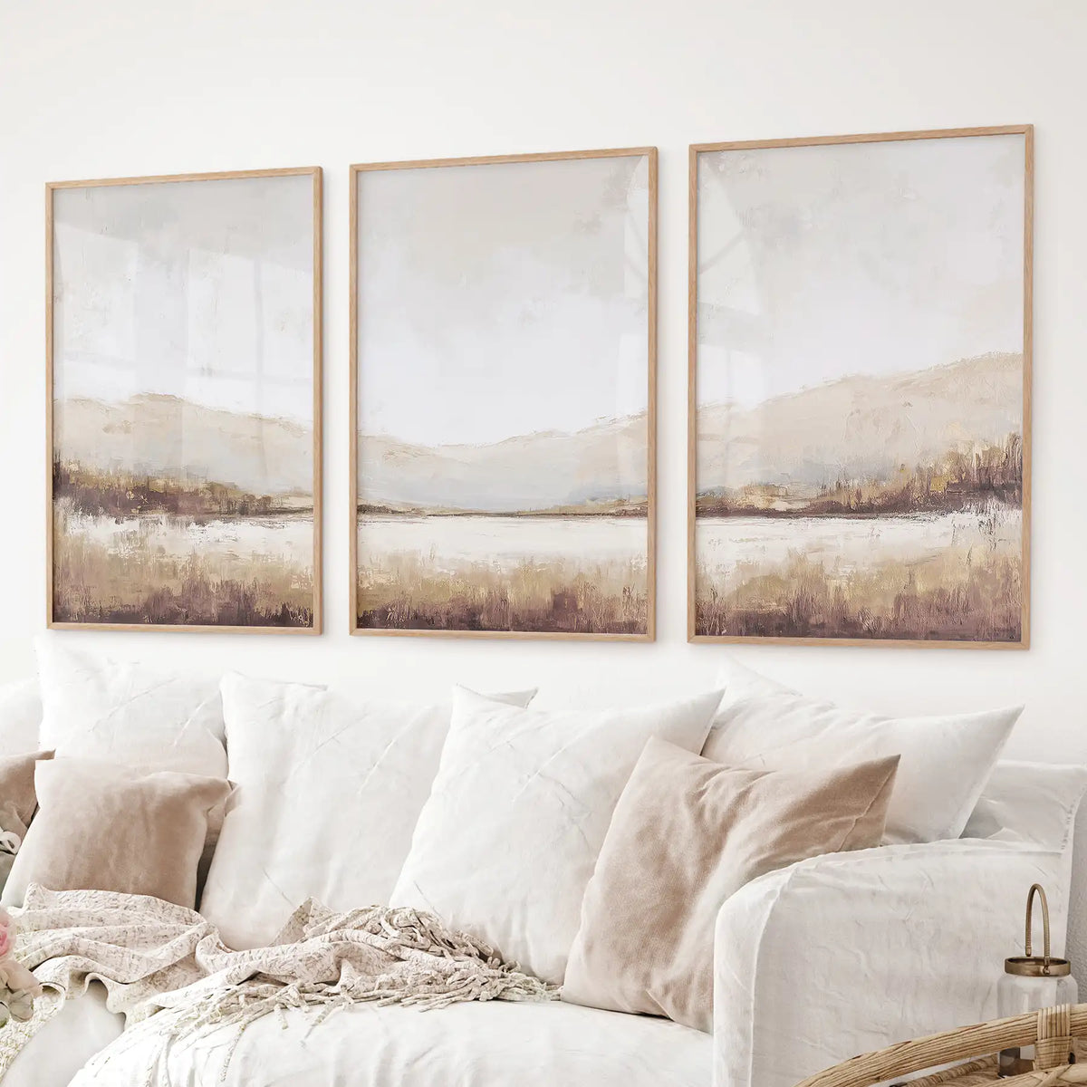 Neutral Landscape Triptych, Set of 3