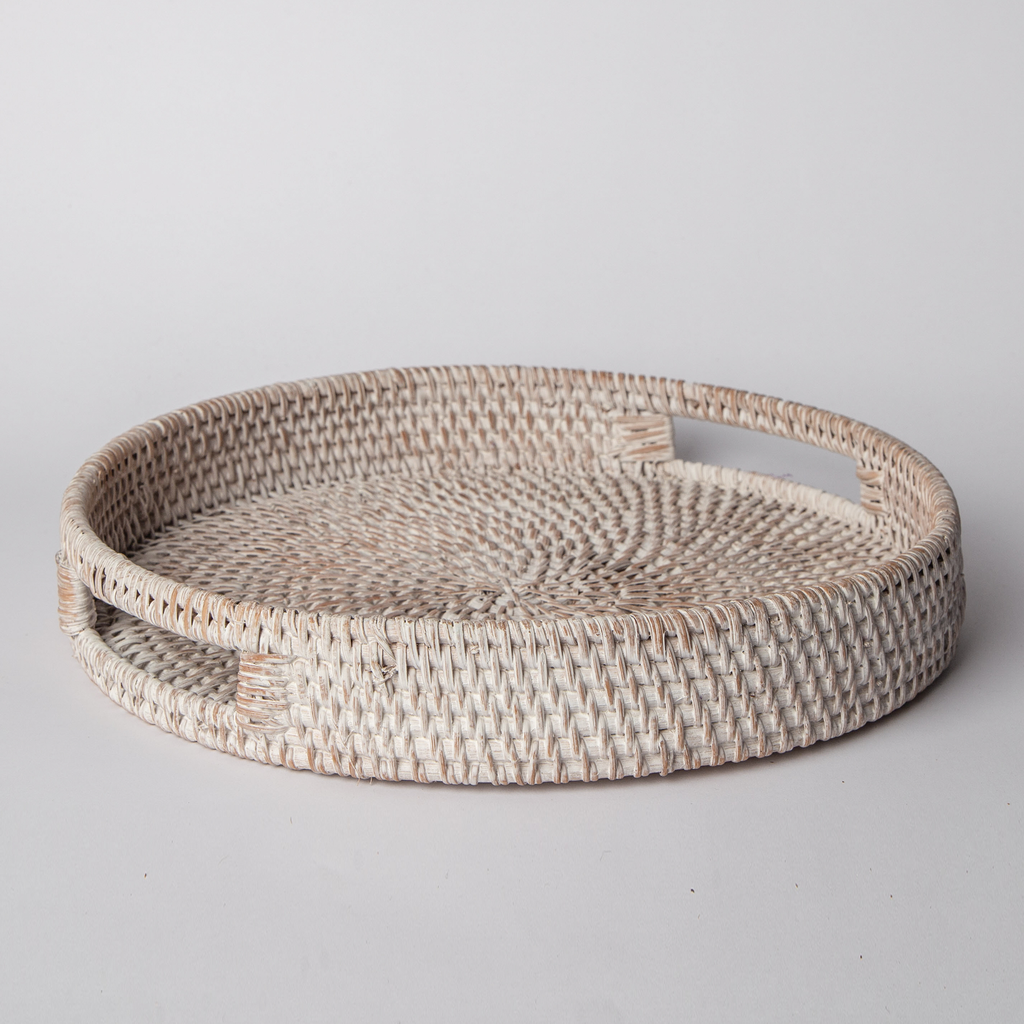 White Woven Rattan Tray