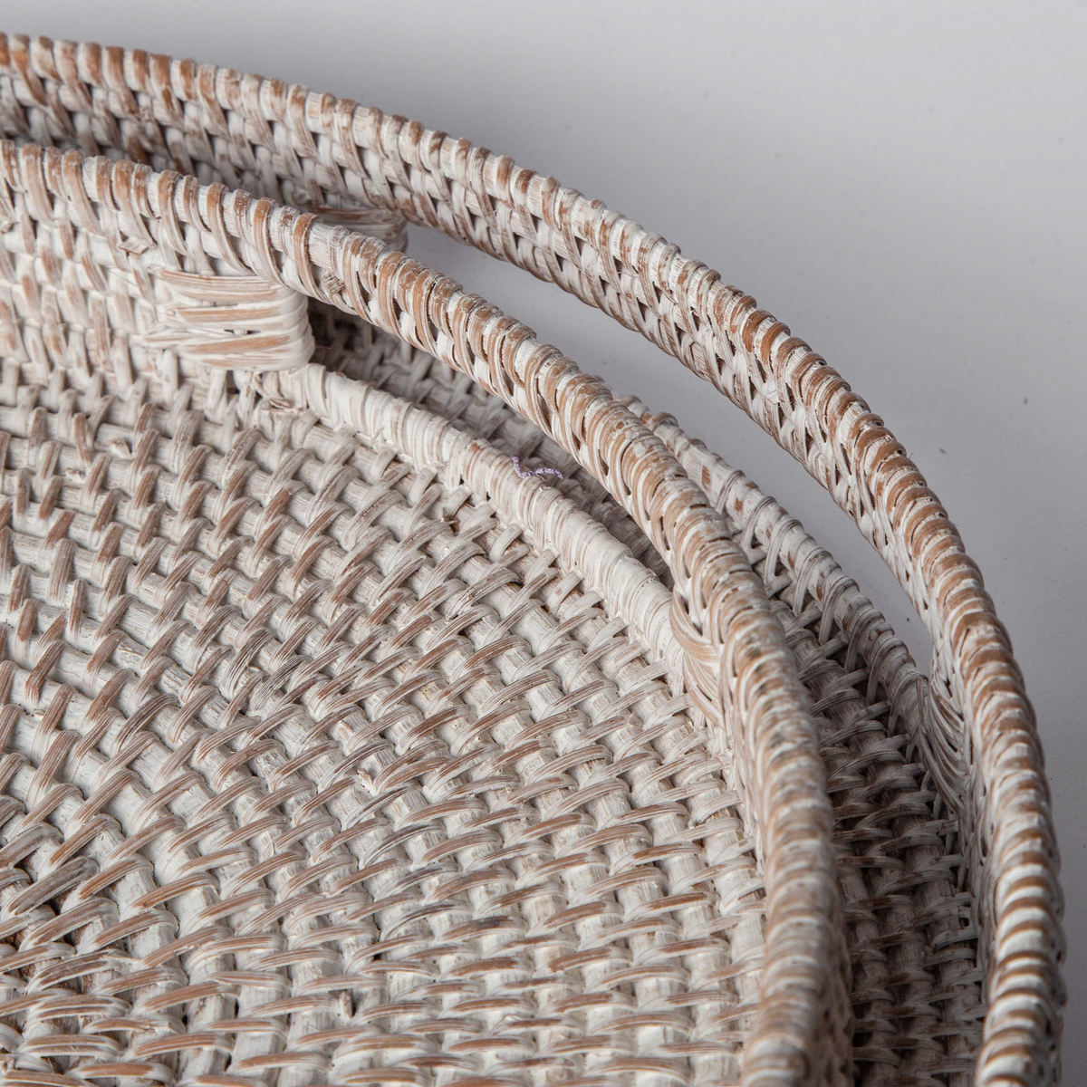 White Woven Rattan Tray