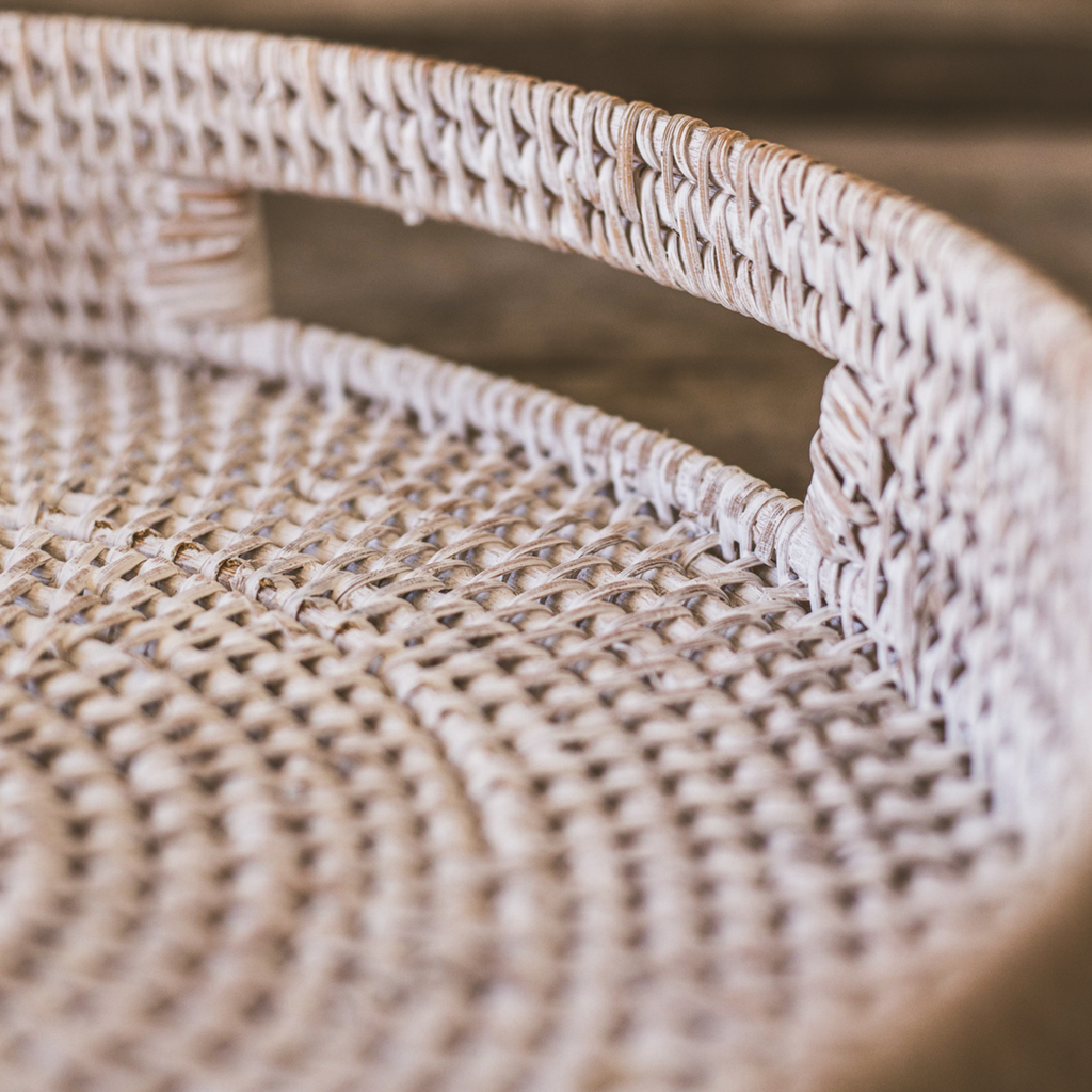 White Woven Rattan Tray