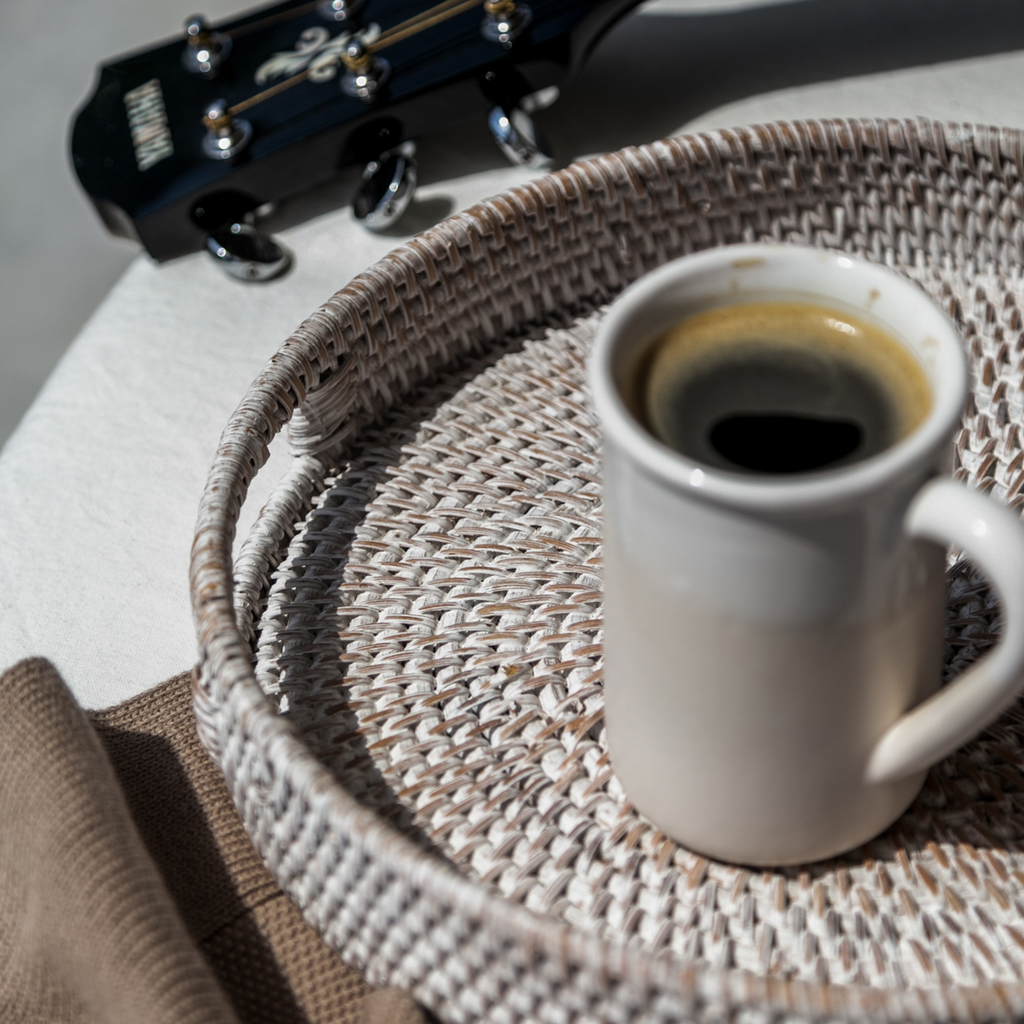 White Woven Rattan Tray