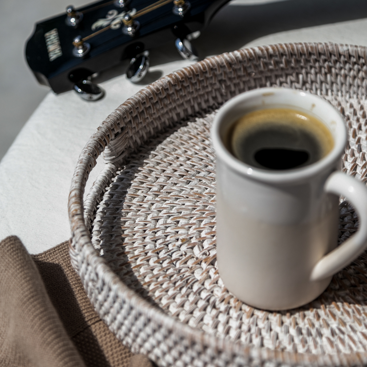 White Woven Rattan Tray