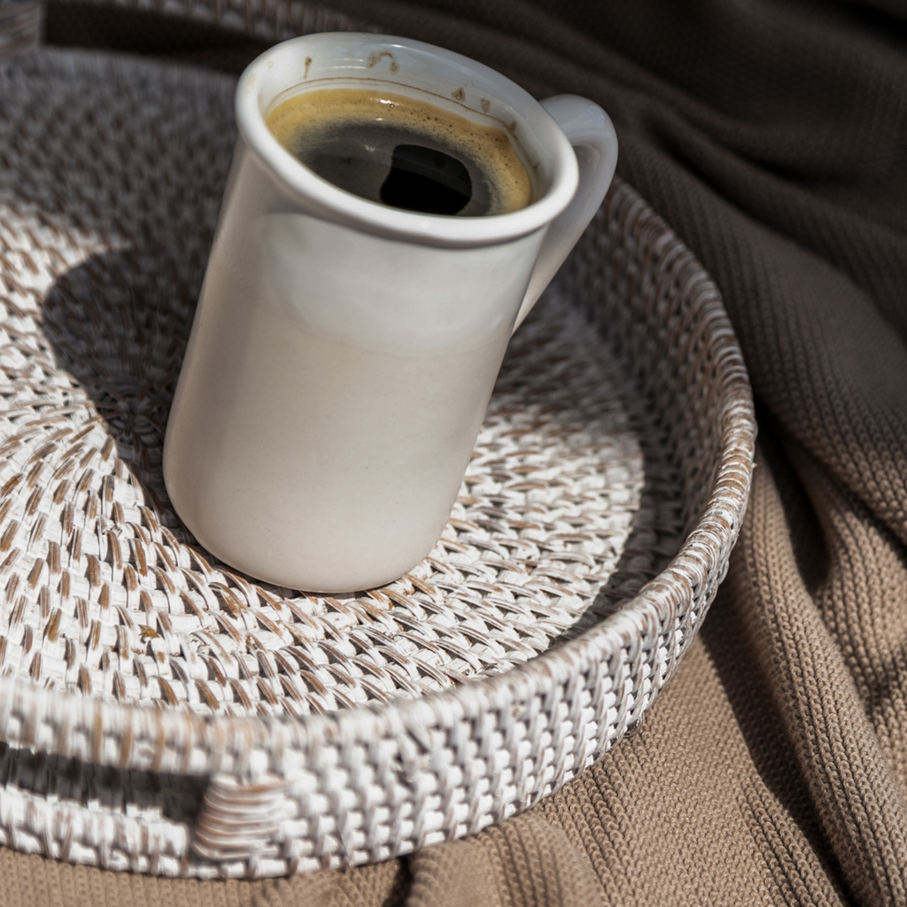 White Woven Rattan Tray