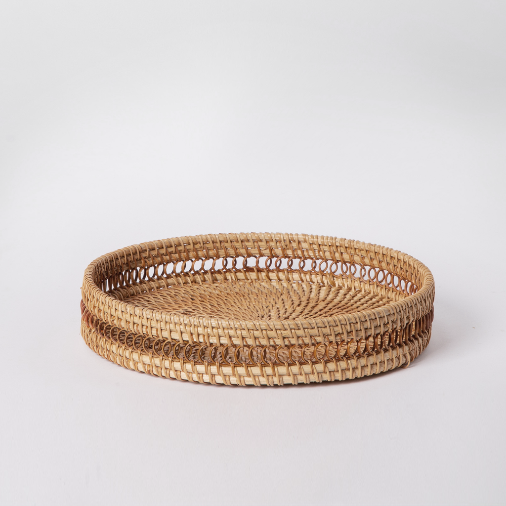 Round Rattan Tray