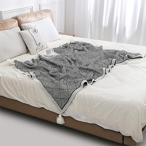Taupe Diamond Knit Throw Blanket
