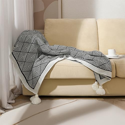 Taupe Diamond Knit Throw Blanket