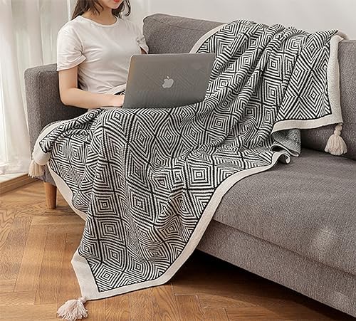 Taupe Diamond Knit Throw Blanket