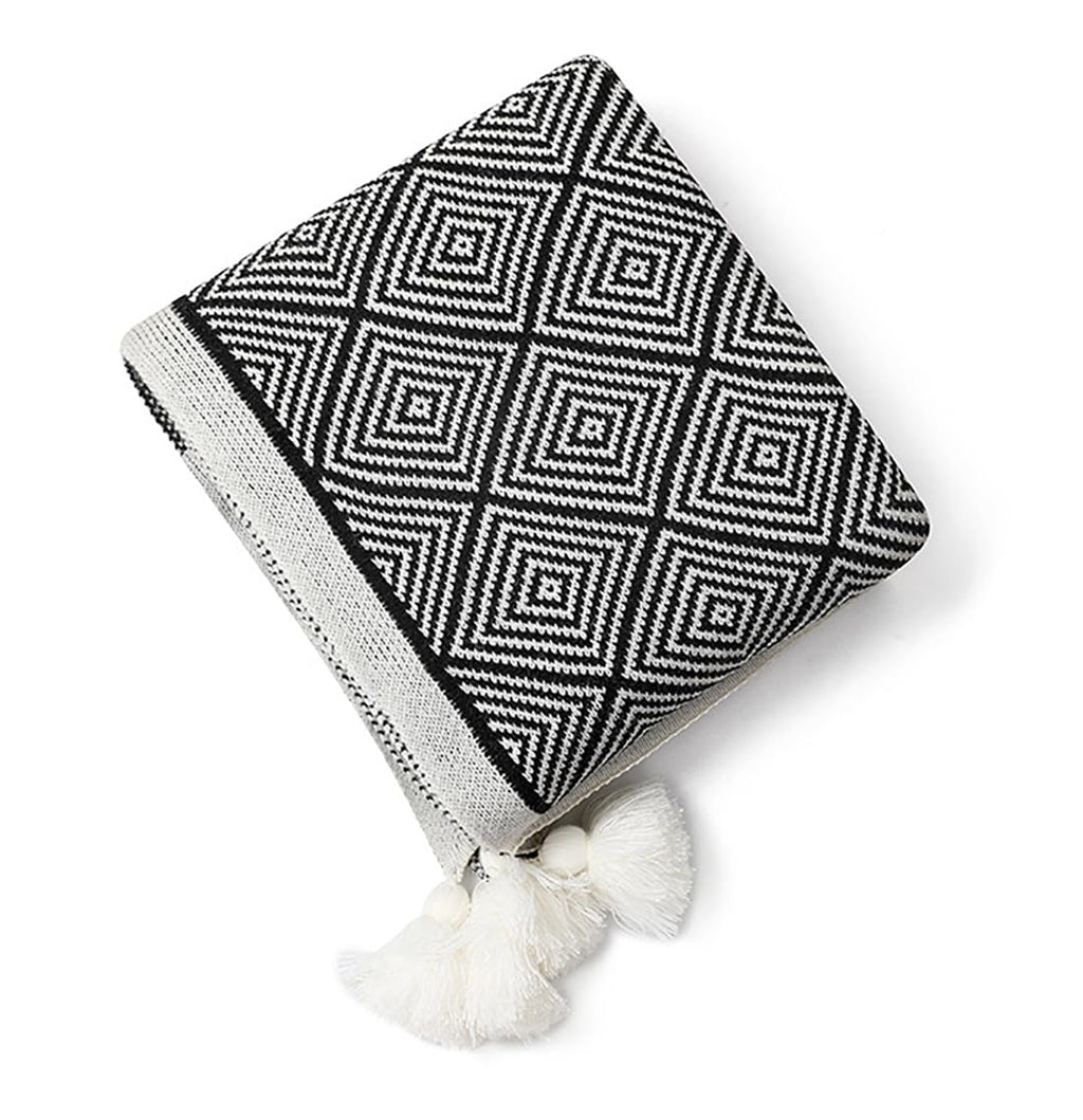 Taupe Diamond Knit Throw Blanket
