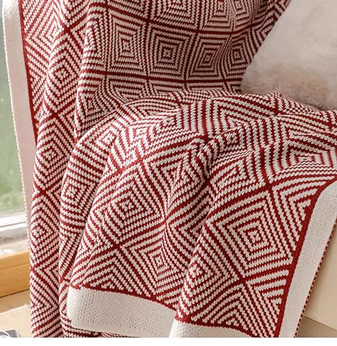 Taupe Diamond Knit Throw Blanket