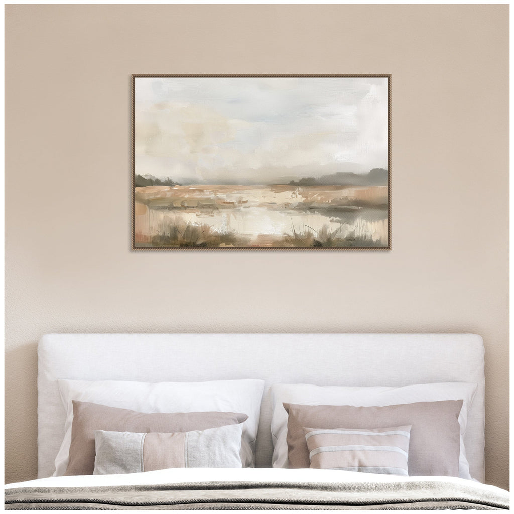 Neutral Abstract Landscape Framed Canvas
