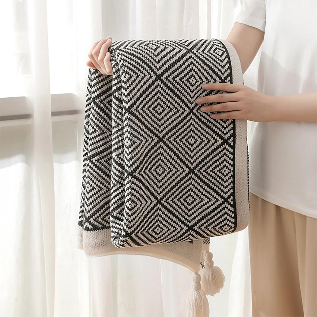 Taupe Diamond Knit Throw Blanket