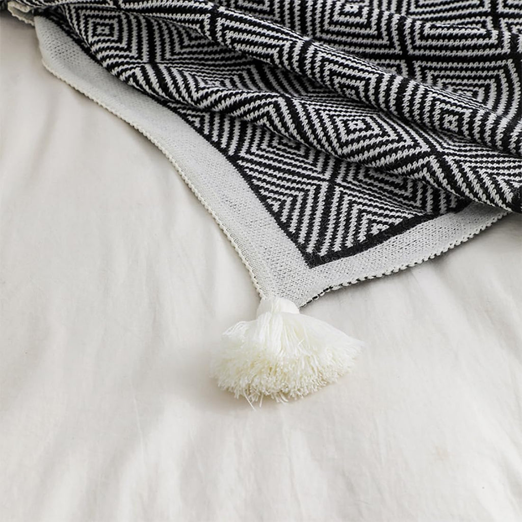 Taupe Diamond Knit Throw Blanket