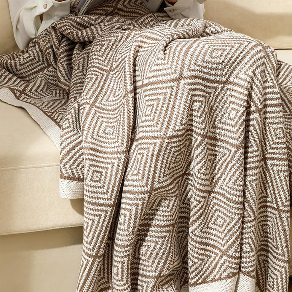 Taupe Diamond Knit Throw Blanket