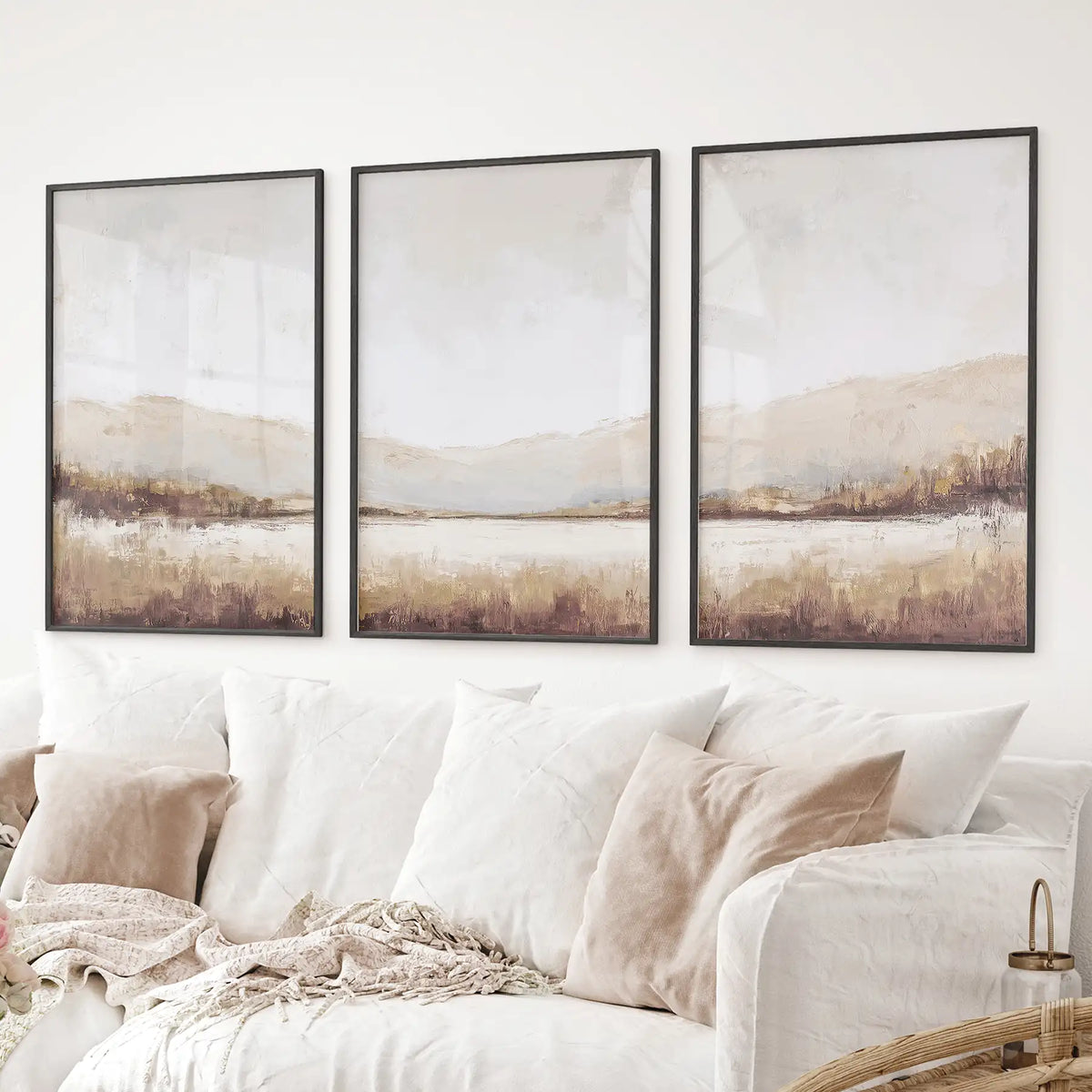 Neutral Landscape Triptych, Set of 3