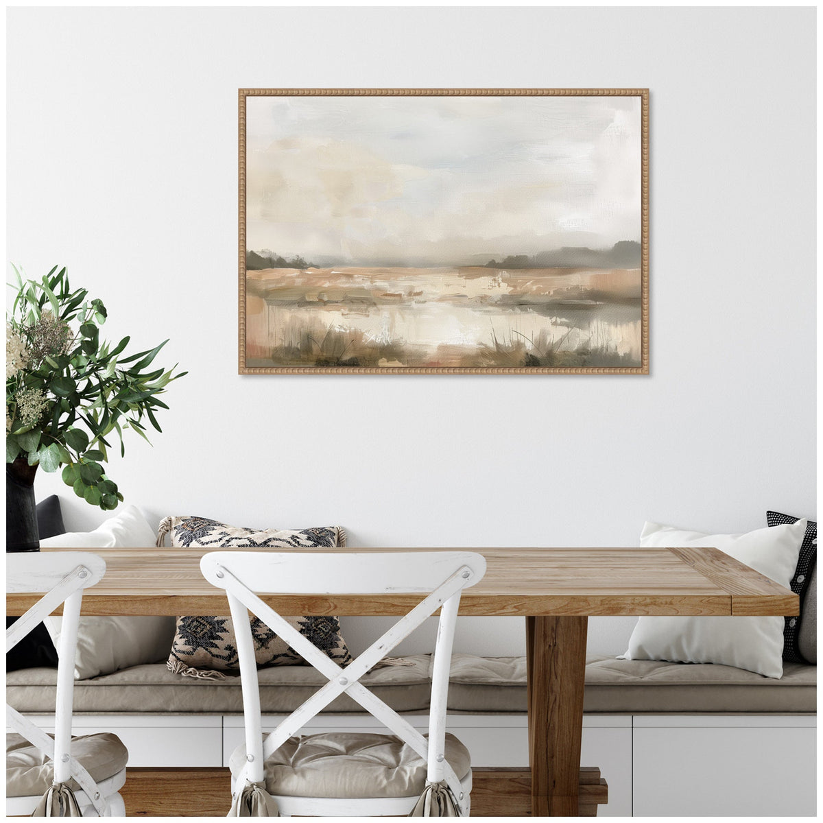 Neutral Abstract Landscape Framed Canvas