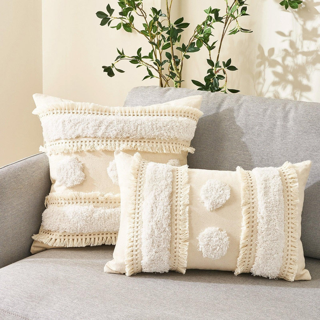 Tufted Cotton Linen Pillow Cover