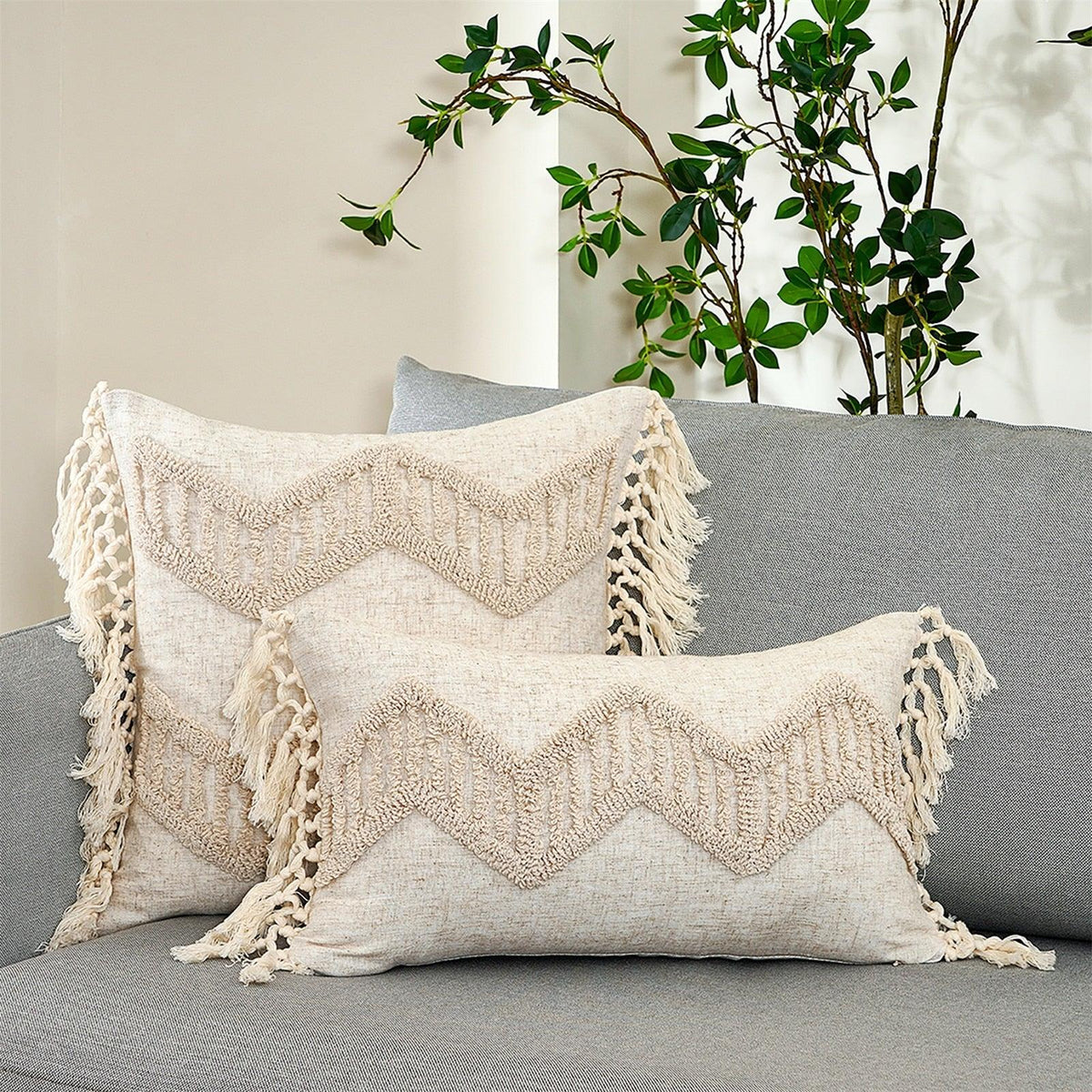 Tufted Cotton Linen Pillow Cover