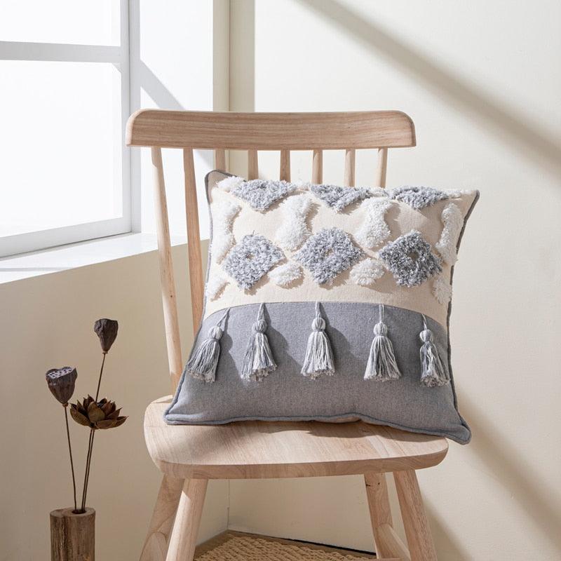 Tufted Cotton Linen Pillow Cover