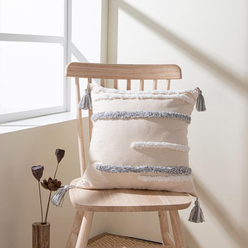 Tufted Cotton Linen Pillow Cover