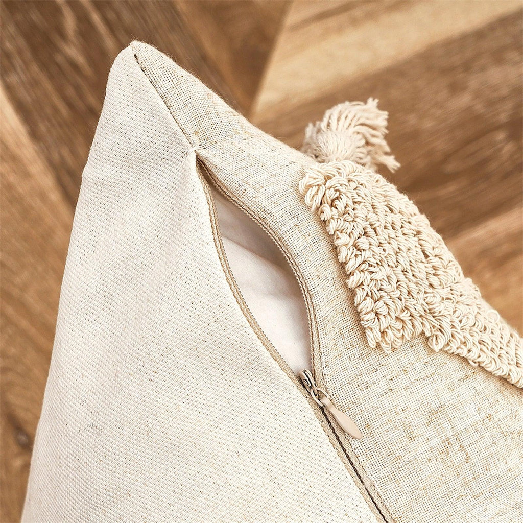 Tufted Cotton Linen Pillow Cover