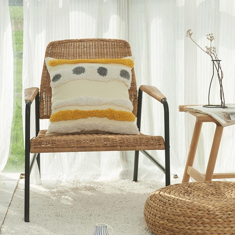 Tufted Cotton Linen Pillow Cover