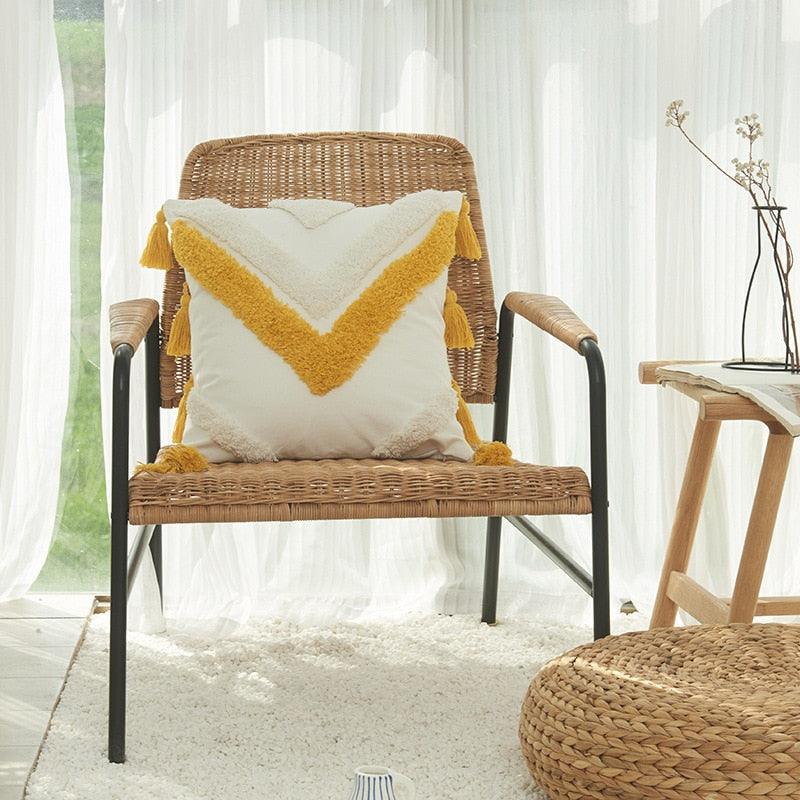 Tufted Cotton Linen Pillow Cover