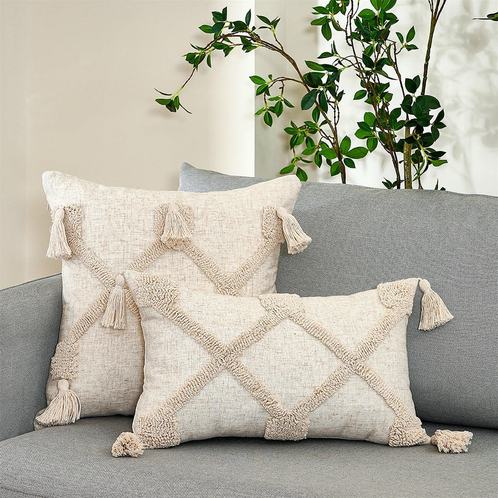 Tufted Cotton Linen Pillow Cover