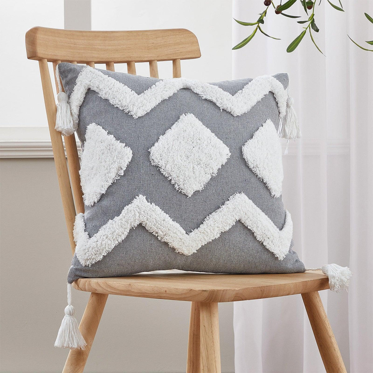 Tufted Cotton Linen Pillow Cover