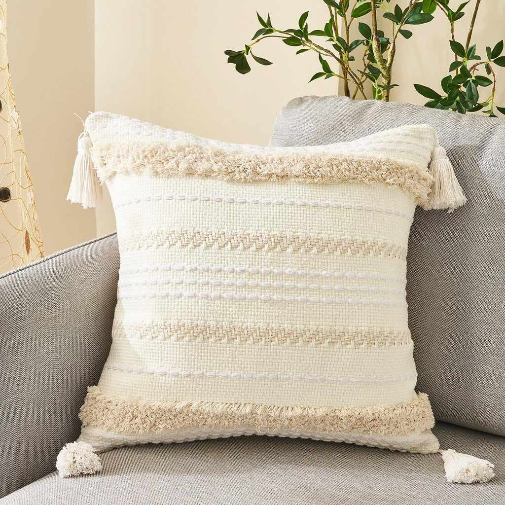 Tufted Cotton Linen Pillow Cover