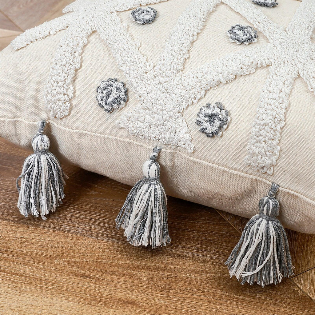 Tufted Cotton Linen Pillow Cover