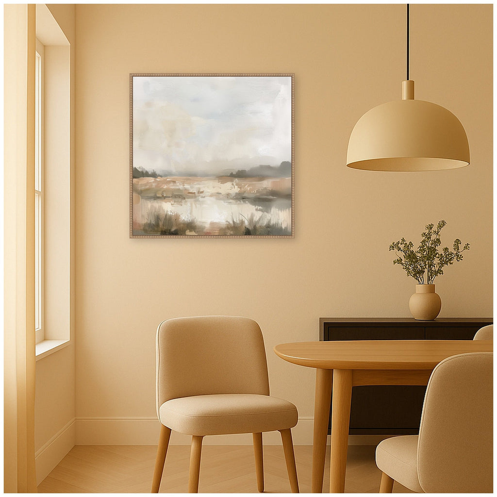 Neutral Abstract Landscape Framed Canvas