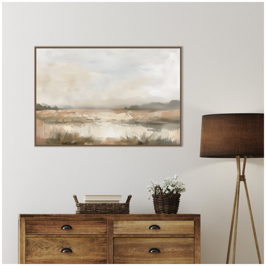 Neutral Abstract Landscape Framed Canvas