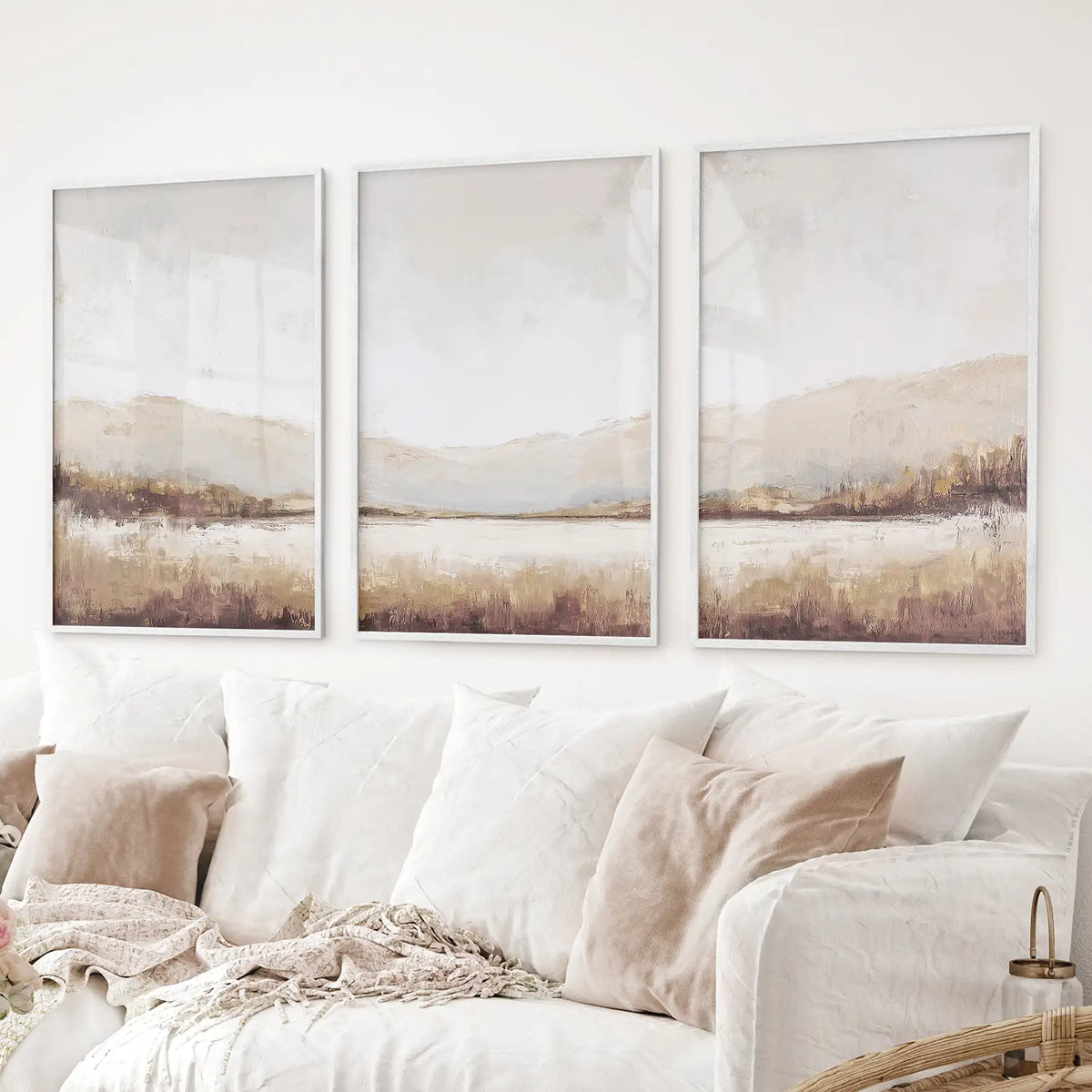 Neutral Landscape Triptych, Set of 3