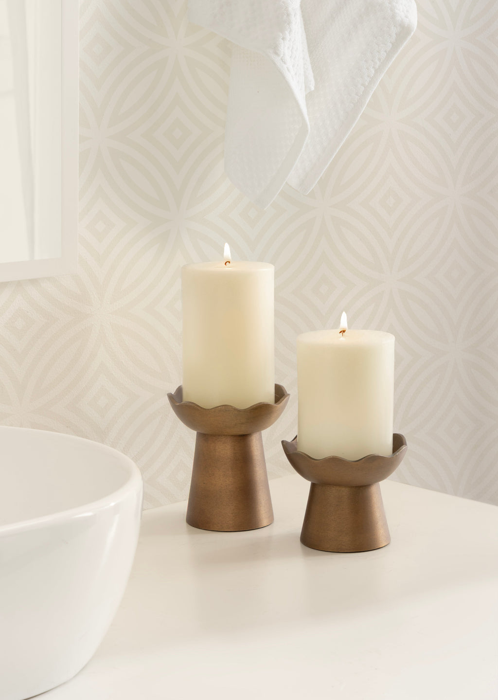 Alessia Metal Pillar Candle Holders