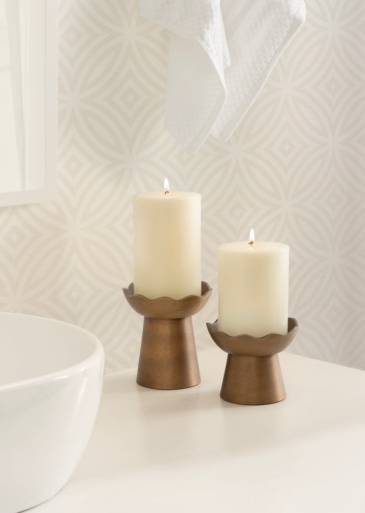 Alessia Metal Pillar Candle Holders
