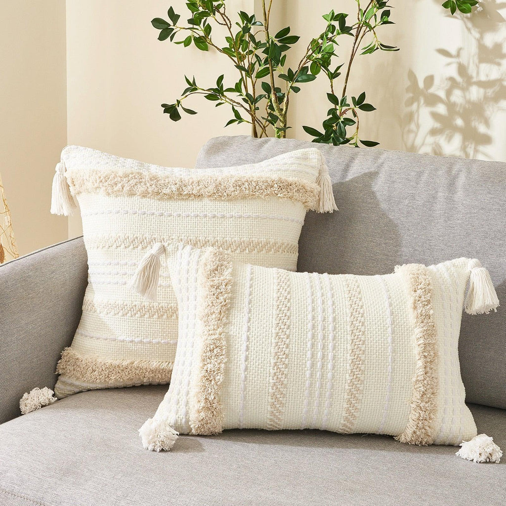 Tufted Cotton Linen Pillow Cover