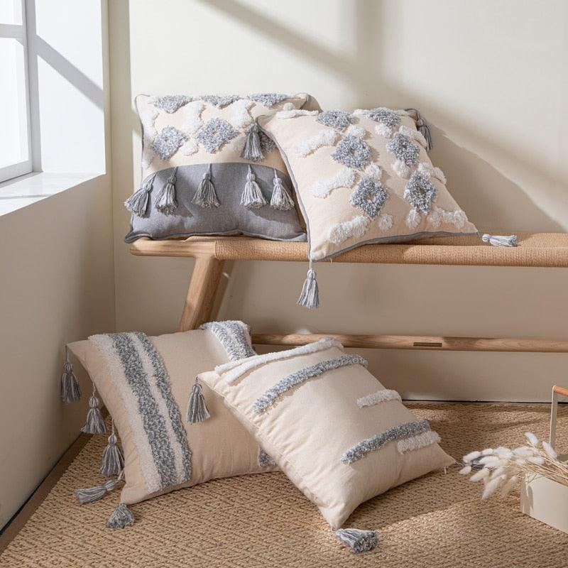 Tufted Cotton Linen Pillow Cover