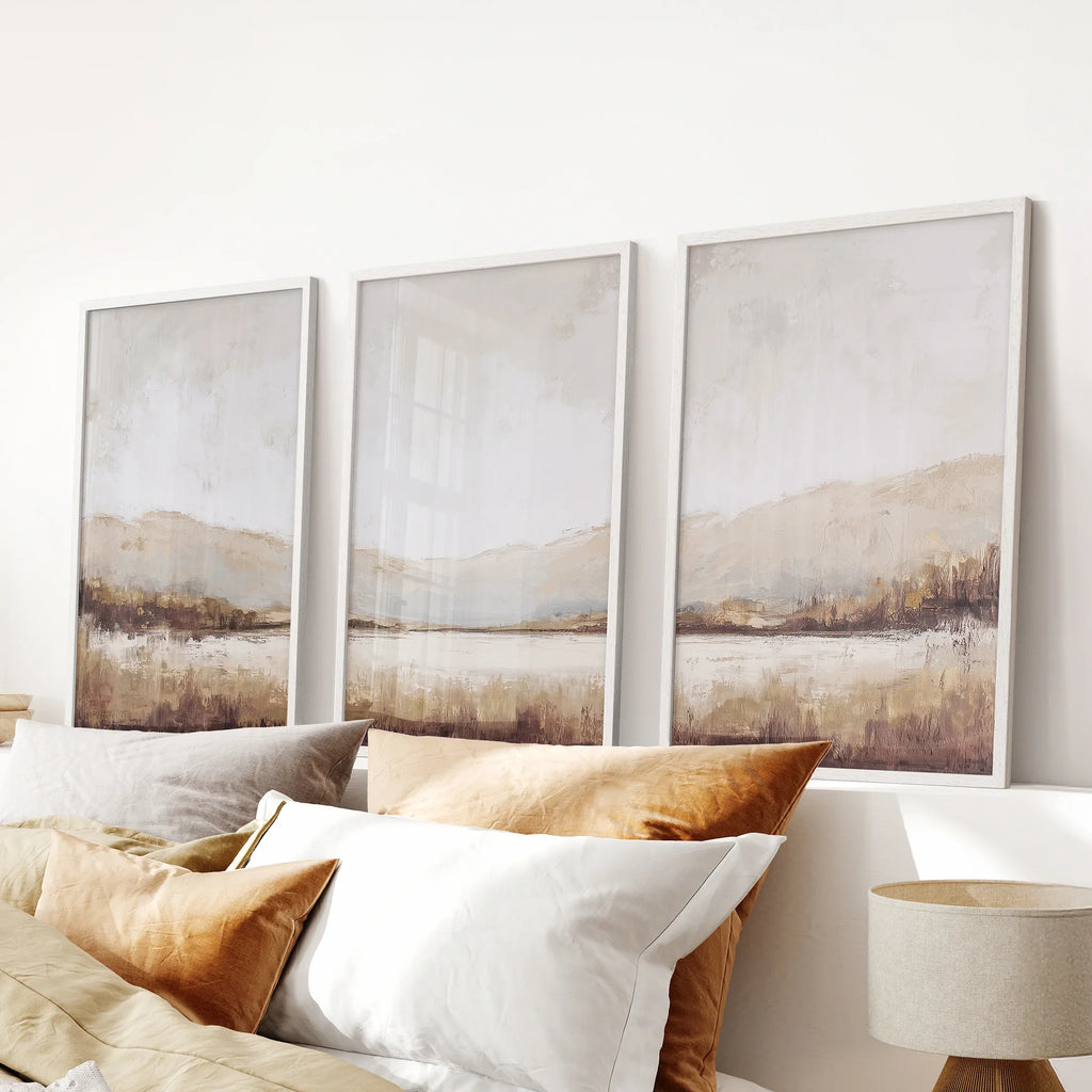 Neutral Landscape Triptych, Set of 3